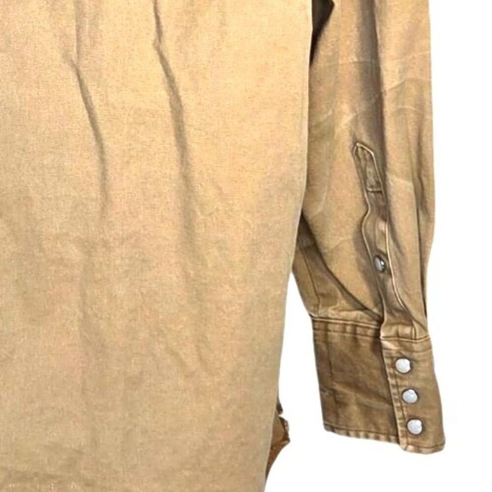Wrangler Vintage Tan Pearl Snap Long Sleeve Western Cowboy Work Shirt Men's 2XT - Picture 5 of 7